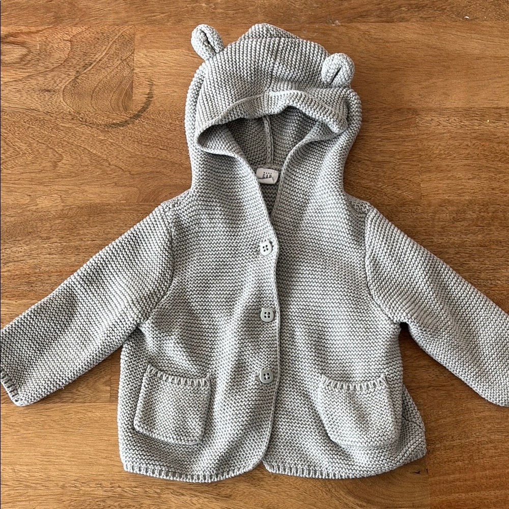 GAP Gray Knit Hoodie with Bear Ears